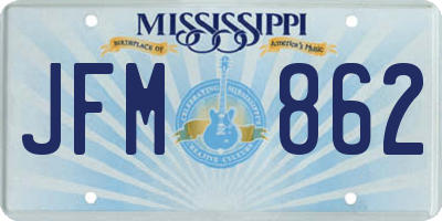 MS license plate JFM862