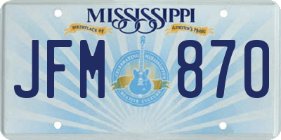 MS license plate JFM870