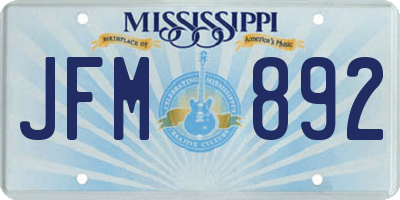 MS license plate JFM892
