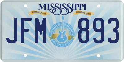 MS license plate JFM893