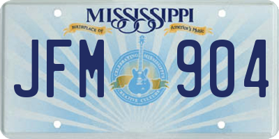 MS license plate JFM904