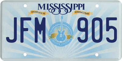 MS license plate JFM905