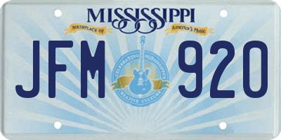 MS license plate JFM920