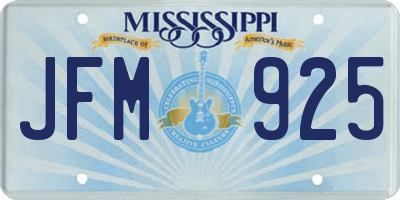 MS license plate JFM925