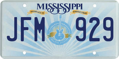 MS license plate JFM929