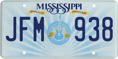 MS license plate JFM938