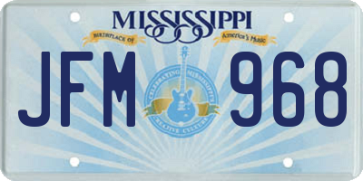 MS license plate JFM968