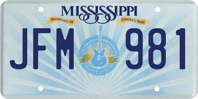 MS license plate JFM981