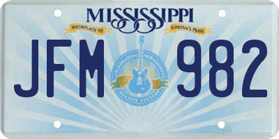 MS license plate JFM982