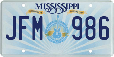 MS license plate JFM986