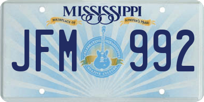 MS license plate JFM992