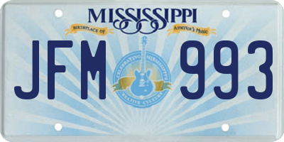 MS license plate JFM993