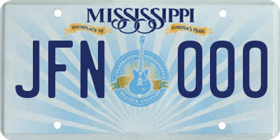 MS license plate JFN000