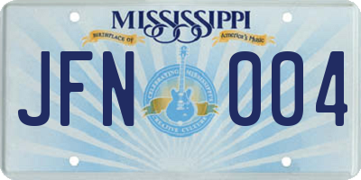 MS license plate JFN004