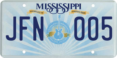 MS license plate JFN005