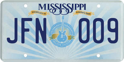 MS license plate JFN009