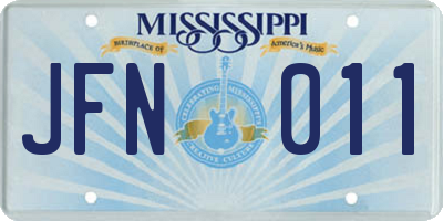 MS license plate JFN011