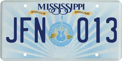 MS license plate JFN013