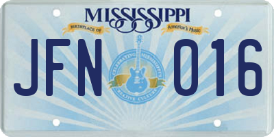 MS license plate JFN016