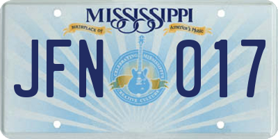 MS license plate JFN017