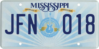 MS license plate JFN018