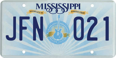 MS license plate JFN021