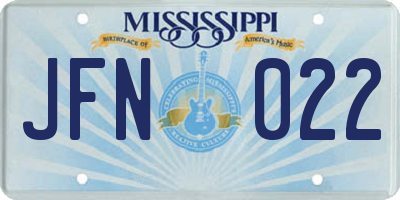 MS license plate JFN022