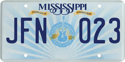 MS license plate JFN023