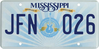 MS license plate JFN026