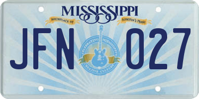 MS license plate JFN027