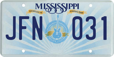 MS license plate JFN031