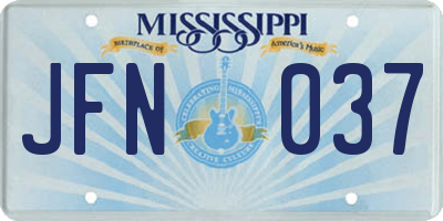 MS license plate JFN037