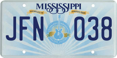 MS license plate JFN038