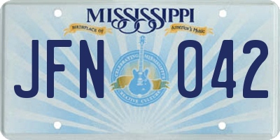 MS license plate JFN042