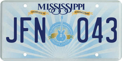 MS license plate JFN043