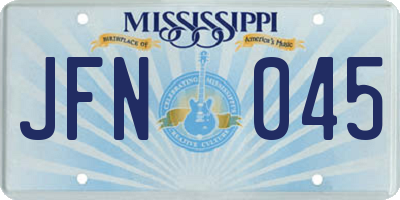 MS license plate JFN045
