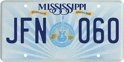 MS license plate JFN060