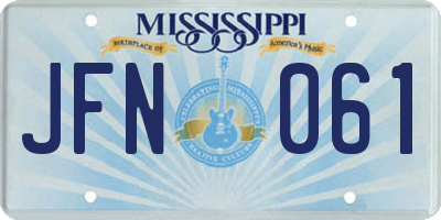 MS license plate JFN061