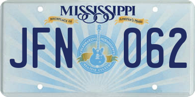 MS license plate JFN062