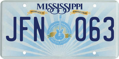 MS license plate JFN063