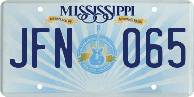 MS license plate JFN065
