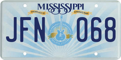 MS license plate JFN068