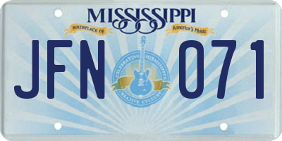 MS license plate JFN071