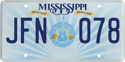 MS license plate JFN078