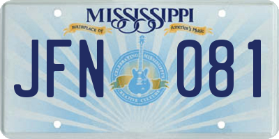 MS license plate JFN081