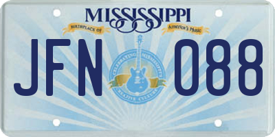 MS license plate JFN088