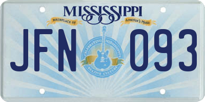 MS license plate JFN093