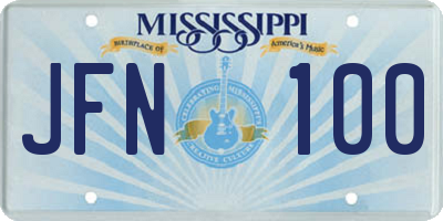MS license plate JFN100