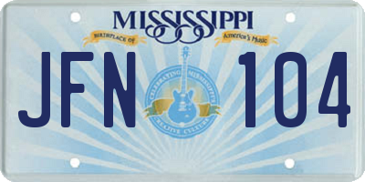MS license plate JFN104