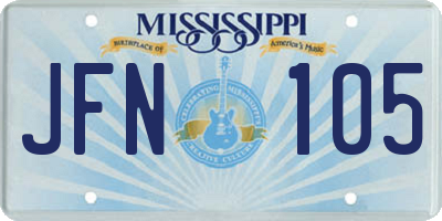 MS license plate JFN105